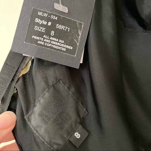 Anna Sui / silk floral bird print strapless-halter dress - Picture 9 of 16